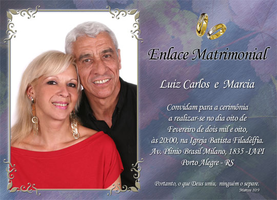 Luiz Carlos e Marcia - Convite de Casamento