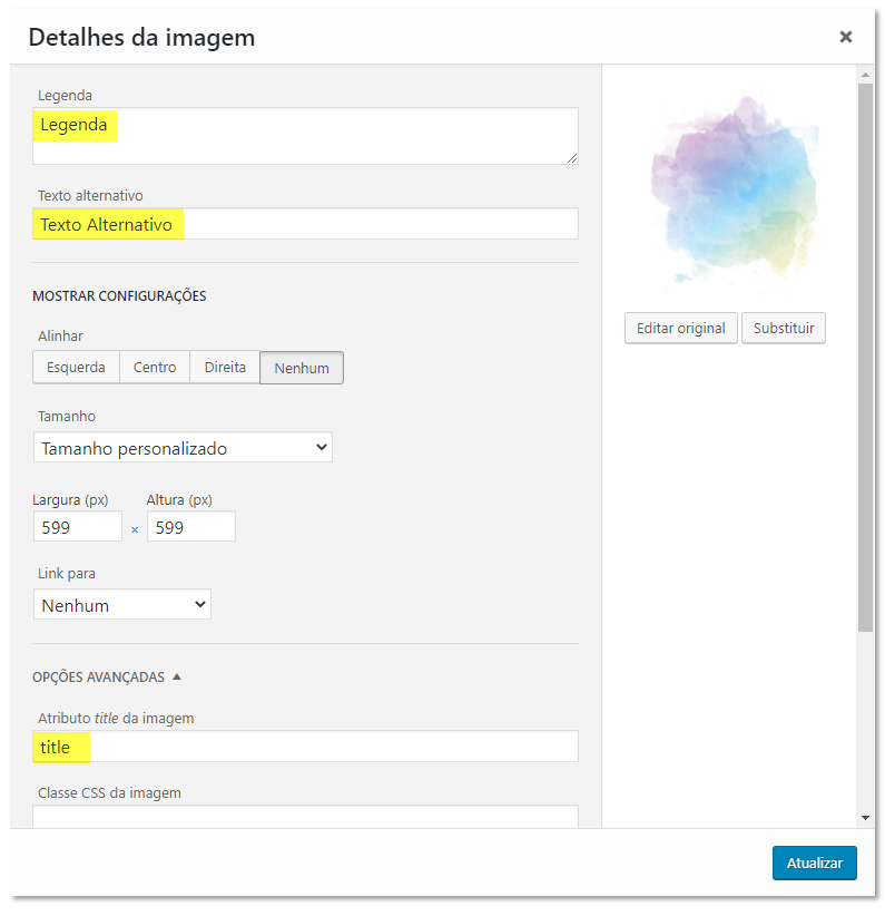 Como cadastrar uma imagem otimizada para cadastro de produtos e blogs (tela do WordPress)